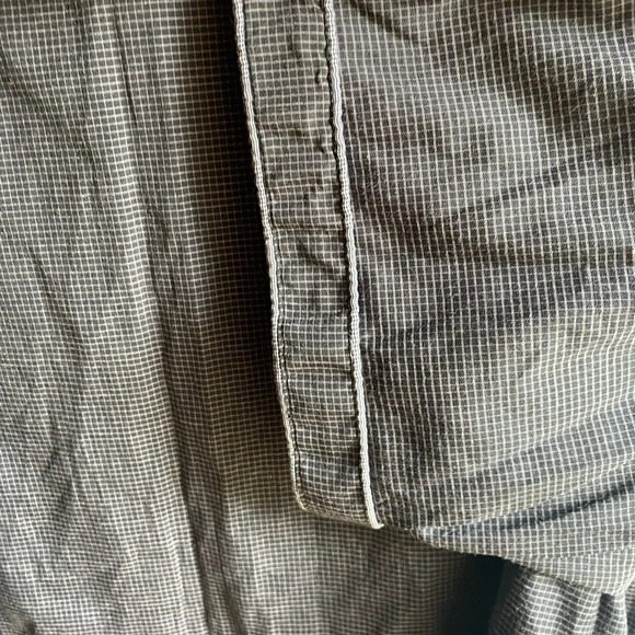 Swiss Cross Men Button Up Short Sleeve Shirt Gray W/White Checked Pattern  XL - Picture 5 of 7